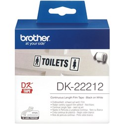 Brother DK-22212 Label Rolls 62mmx15.24m Black on White Adhesive Film