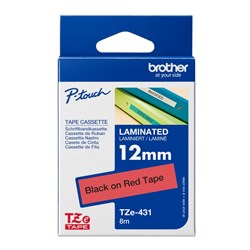 Brother TZE-431 P-Touch Tape 12mmx8m Black on Red