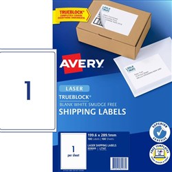 Avery Laser Shipping Labels White L7167 199.6x289.1mm 1UP 100 Labels 100 Sheets