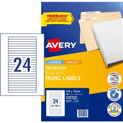 Avery Filing Laser & Inkjet Labels White L7170 134x11mm 24UP 600 Labels 25 Sheets