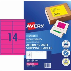 Avery High Visibility Shipping Laser Labels Pink L7163FP 99.1x38.1mm 14UP 350 Labels