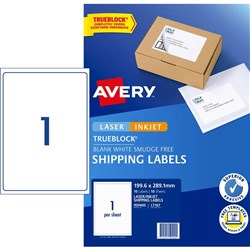 Avery Internet Shipping Laser & Inkjet Labels White L6167 199.6x289.1mm 1UP 10 Labels