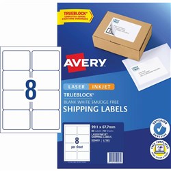 Avery Internet Shipping Laser & Inkjet Labels White L7165 99.1 x 67.7mm 8UP 80 Labels
