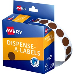 AVERY DISPENSER CIRCLES 14MM BROWN Pack of 1050