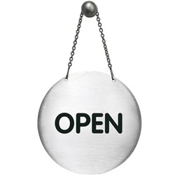 Durable Pictogram Sign Reversible Open/Closed with Chain 130mm Silver
