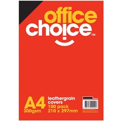 Office Choice Binding Covers A4 300gsm Leathergrain Pack of 100 Black