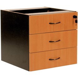 Logan Fixed Pedestal 3 Drawer 476 x 470D x 450mmH Beech And Ironstone