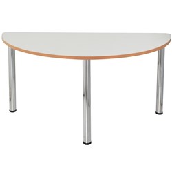 Sylex Quorum Geometry Meeting Table Half Round 1500W x 750D x 740mmH Chrome And Off White