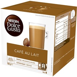 NESCAFE DOLCE GUSTO COFFEE Capsules Cafe Au Lait Pack of 16