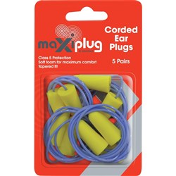 Maxisafe MaxiPlug Earplugs Disposable Corded 27dB Pack of 5