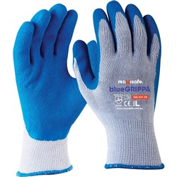 Maxisafe blueGRIPPA Gloves Latex Dipped Palm And Knitted Poly Cotton Extra Large Blue