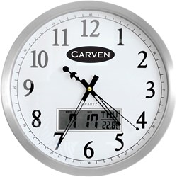 CARVEN LCD CHROME DATE CLOCK 350mm