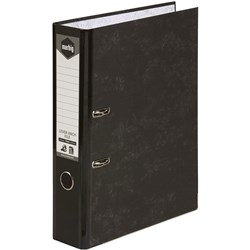 Marbig Lever Arch Binder Foolscap 75mm Board Reinforced Spine Mottle Black