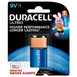 DURACELL ULTRA  ALKALINE 9V BATTERY EACH BLISTER PACK