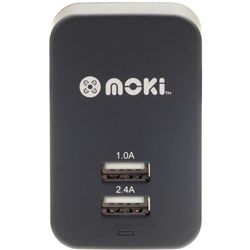 Moki Dual USB Wall Charger Black