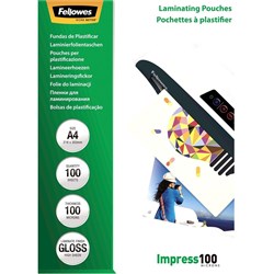 FELLOWES LAMINATING POUCH A4 100 MIC Pack of 100
