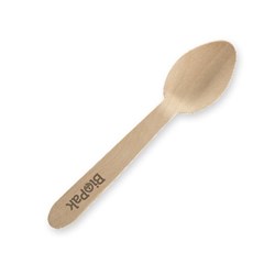 BioPak Wooden Disposable Teaspoon Coated Pack of 100