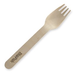 BioPak Wooden Disposable Fork Coated Pack of 100