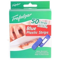 TRAFALGAR FOOD SAFE PLASTIC STRIPS Blue Pack of 50