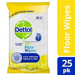 DETTOL ANTIBACTERIAL FLOOR WIPES Lemon Lime Pack of 25