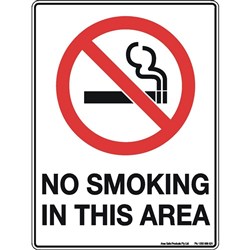 SIGN - NO SMOKING IN THIS AREA 300x225mm POLY