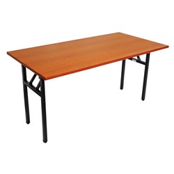 Steel Frame Folding Table Strong Folding Mechanism 1500Wx750D Cherry Melamine Top