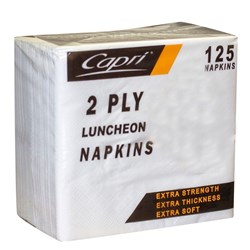 Capri 2Ply Lunch Napkins White 300x300mm Pack of 125