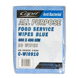 CAPRI ALL PURPOSE FOOD SERVICE Antibacterial Wipes Blue 600 x 450mm Pack of 20