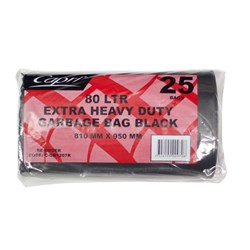 GARBAGE BAGS EXTRA HEAVY DUTY 80L BLACK BX250