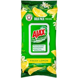 AJAX ECO RESPECT MULTIPURPOSE WIPES Fresh Lemon Pack of 110