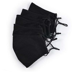 % DELUXE REUSABLE COTTON FACE MASK Black Pack of 5 *** CLEARANCE ***