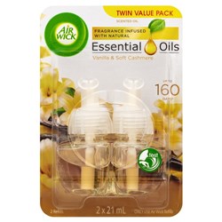 AIR WICK ESSENTIAL OILS Vanilla & Soft Cashmere Refill 21ml Pack of 2