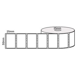 THERMAL DIRECT LABELS WHITE 50mm x 25mm  25mm CORE PERFORATED RL2000