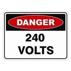 SIGN - 240 VOLTS - WARNING 600X450MM METAL