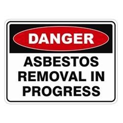 SIGN - ASBESTOS REMOVAL IN PROGRESS - 220X150MM ADHESIVE STICKER PK2