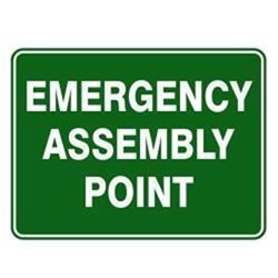 SIGN - EMERGENCY ASSEMBLY POINT - 600x450mm METAL