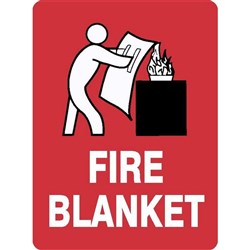 SIGN - FIRE BLANKET - 300x225mm ADHESIVE STICKER