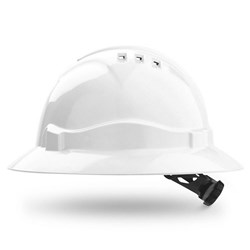 PROCHOICE HARD HAT UNVENTED WITH RATCHET HARNESS WHITE FULL BRIM