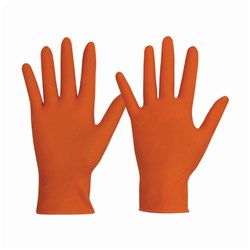 DISPOSABLE GLOVE ORANGE Nitrile Powder Free Pack of 100 Medium