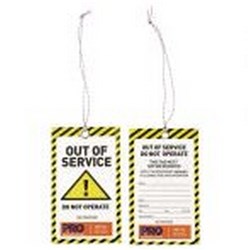 PROCHOICE SAFETY TAGS - CAUTION OUT OF SERVICE - 125mm x 75mm PACK 100