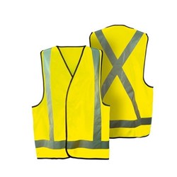 SAFETY VEST DAY/NIGHT USE WITH X-BACK REFLECTIVE TAPE YELLOW LGE