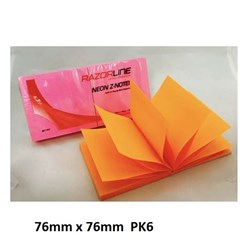 RAZORLINE POP UP NOTES 76x76mm NEON ASSORTED PK6