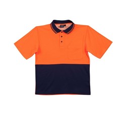 AIW SW01TD HI VIS TRUE DRY POLO SHORT SLEEVE ORANGE/NAVY LARGE