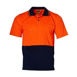 AIW SW01TD HI VIS TRUE DRY POLO SHORT SLEEVE ORANGE/NAVY MEDIUM
