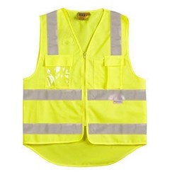 AIW HI-VIS SAFETY VEST DAY/NIGHT WITH ZIP & ID POCKET YELLOW LARGE/XL