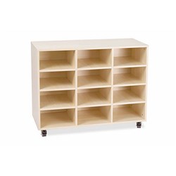 Tote Tray Trolley Oak 12 Bay with Trays