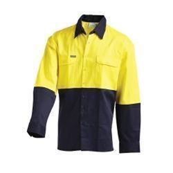 WORKIT 2003 HI VIS STANDARD DRILL SHIRT L/S YELLOW/NAVY 2XL