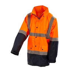 WORKIT 3005 RAIN JACKET 150D FOLDAWAY HOOD ORANGE/NAVY XL