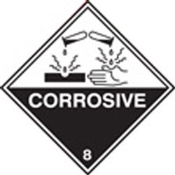 DANGEROUS GOODS ADHESIVE LABEL - CORROSIVE 8 - 100X100MM RL500