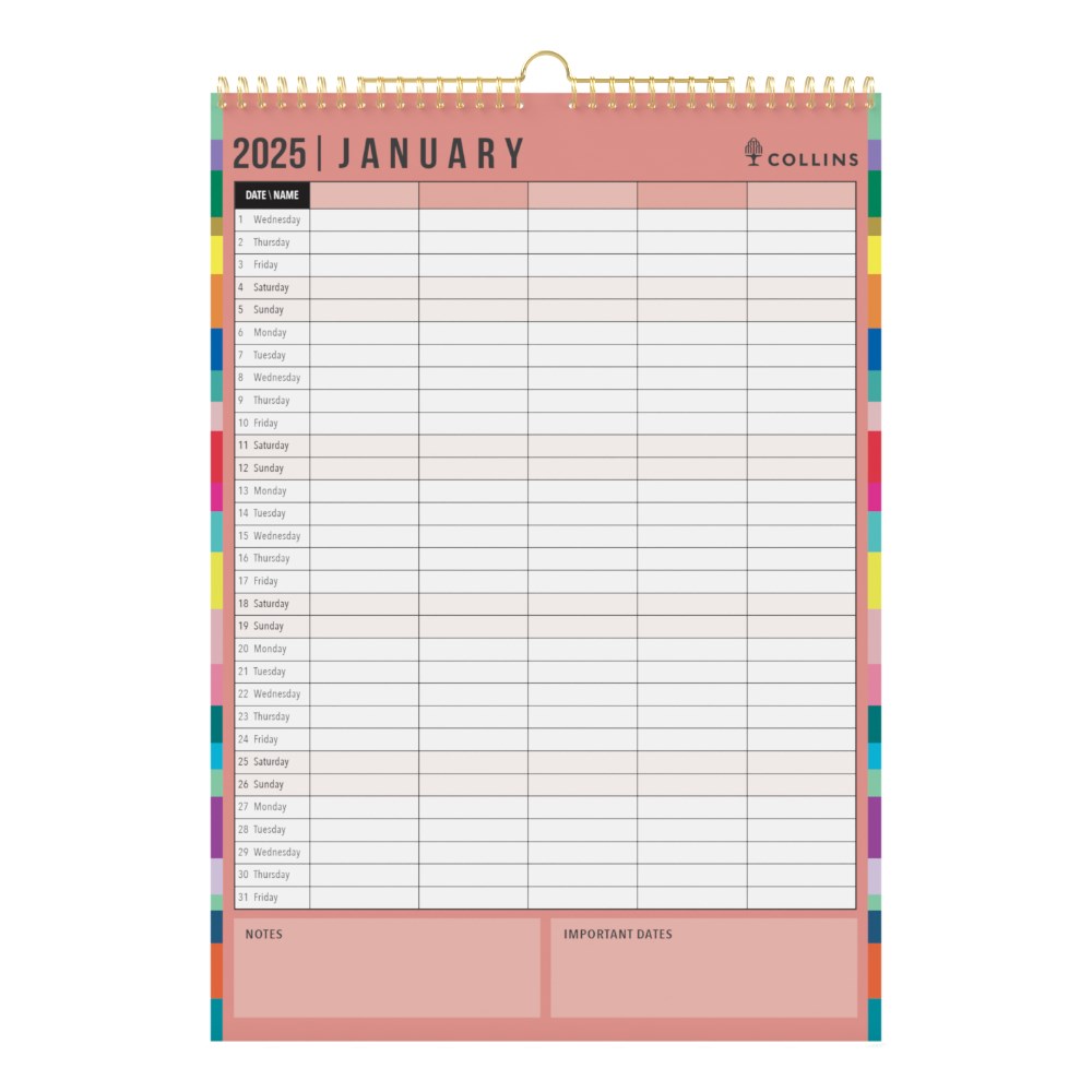 Diaries & Calendars Collins Family Wall Calendar A3 Month To View